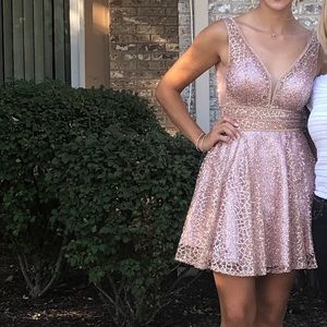 Pink homecoming dress gold glitter